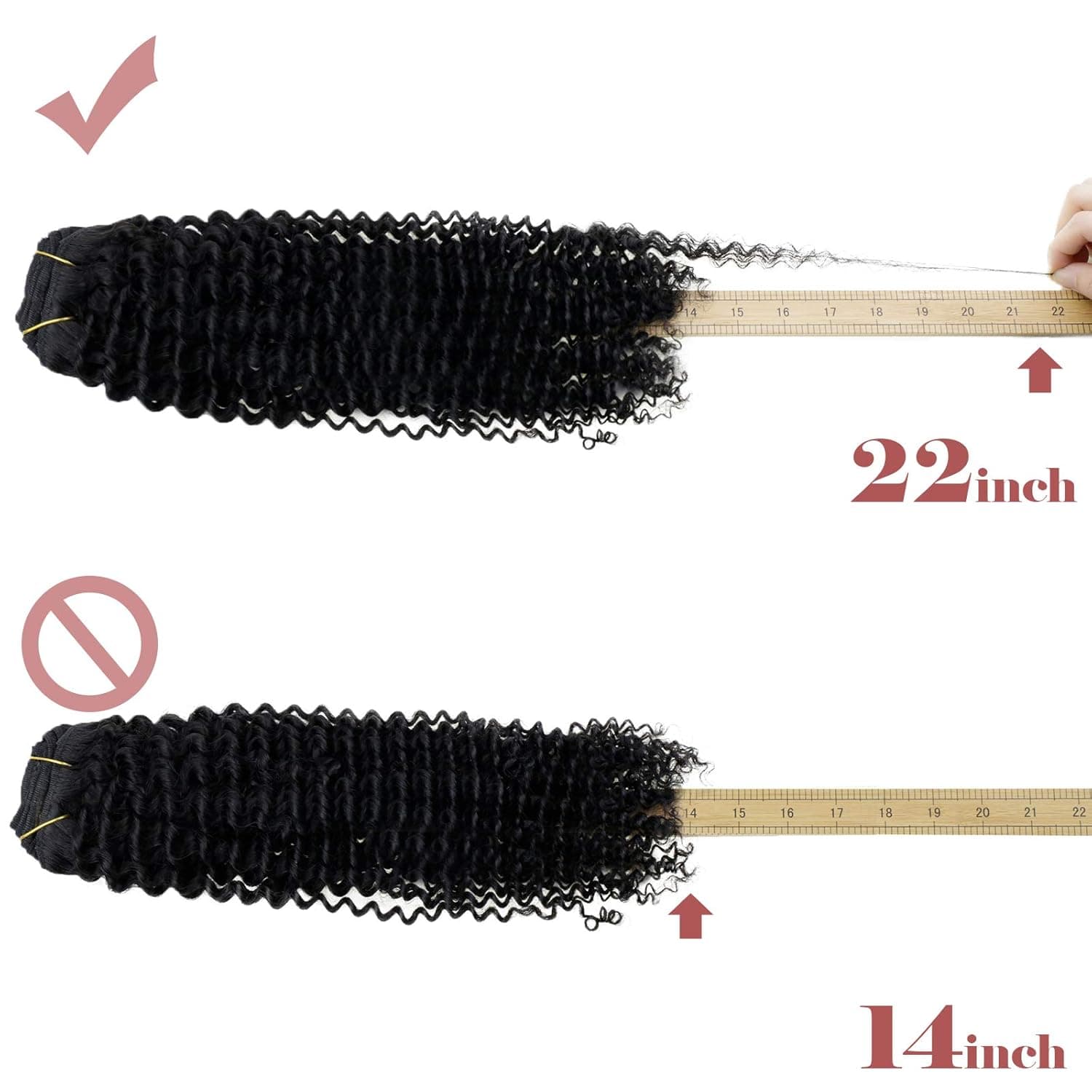 Kinky Curly Clip in Human Hair Extensions #1 Jet Black Clip in Extensions Curly Hair 22 Inch Full Head Black Human Hair Clip in Extensions Human Hair 100g 7Pcs