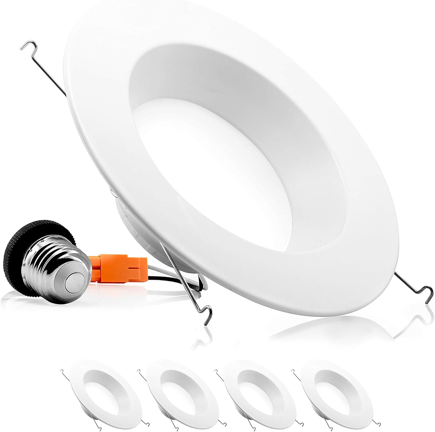 Parmida (4 Pack) 5/6 inch Dimmable LED Retrofit Recessed Downlight, 15W (120W Replacement), Smooth Metal Trim, 1100lm, 4000K (Cool White), Energy Star & ETL, LED Can Light