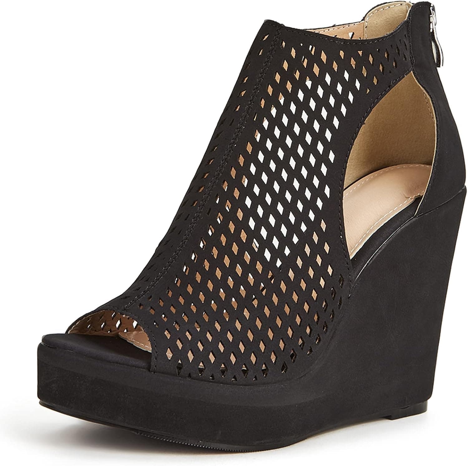 CYNLLIO Women's Platform Wedges Sandals Cutout Peep Toe Zip Sandals Summer Beach Outdoor Heeled Sandals Fashion T-strap Party Dress Shoes