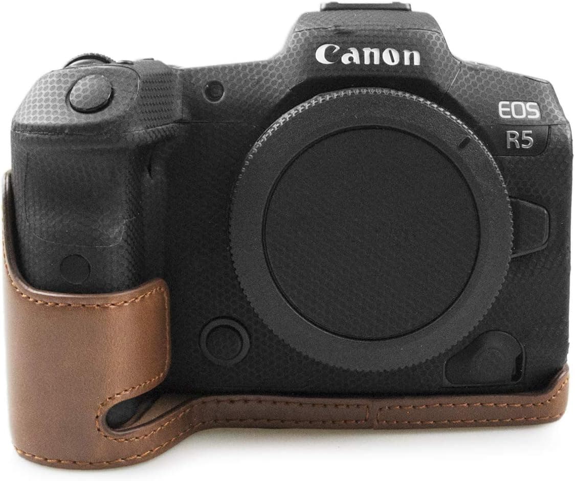 MUZIRI KINOKOO Protective Case for Canon EOS R5 /R6 Bottom Case Canon EOS R5 R6 Camera Case Grip Case-Coffee
