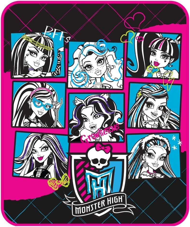 Mattel Microraschel Throw, 46-Inch by 60-Inch, Monster High Ghoul Group