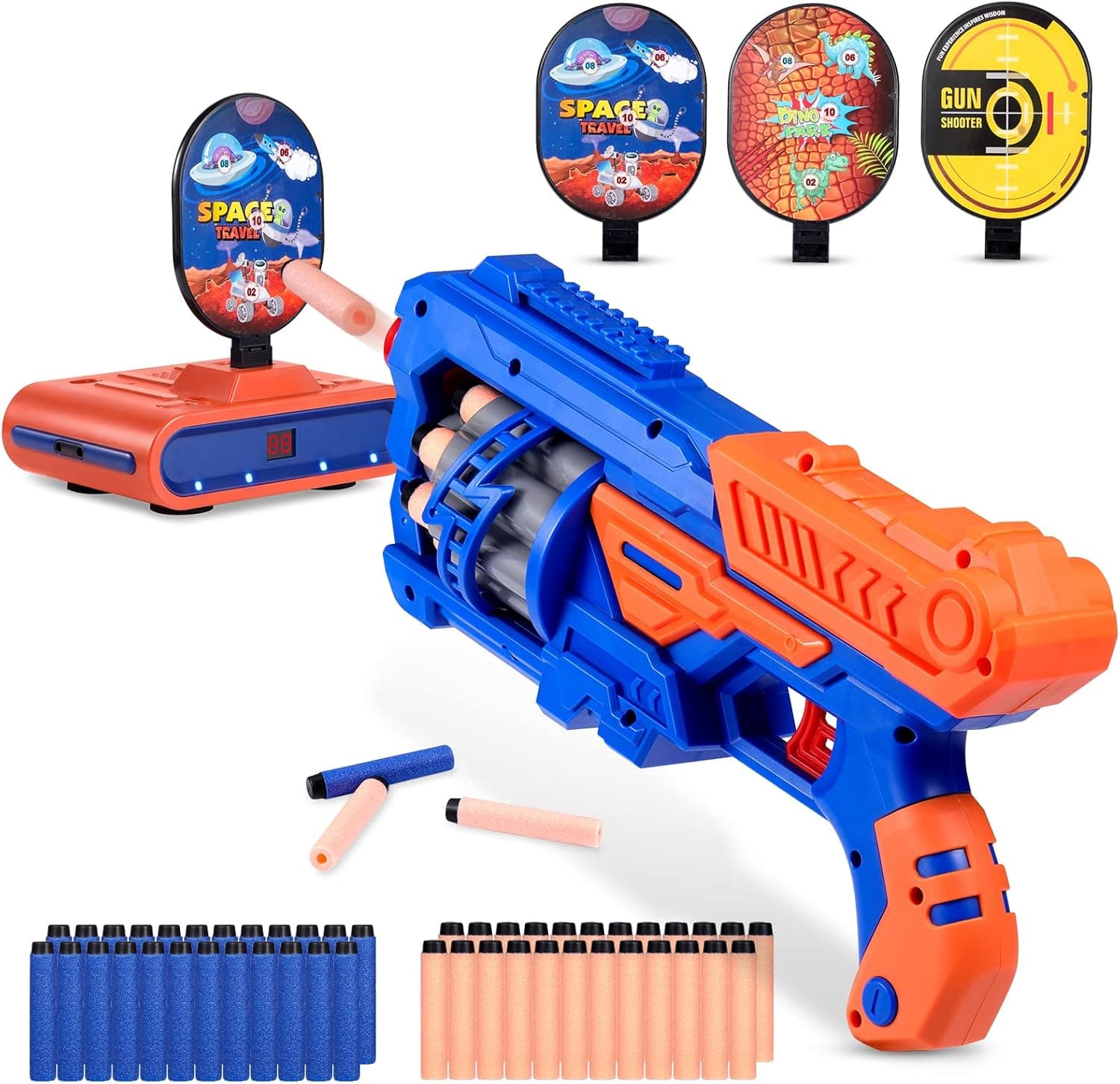 Dinosaur Shooting Targets with Foam Dart Toy Guns, Electronic Scoring Auto Reset 3 Targets, Shooting Game Toys Gifts for Age of 5, 6, 7, 8, 9, 10+ Years Old Kids, Boys, Compatible with Nerf Gun Foam