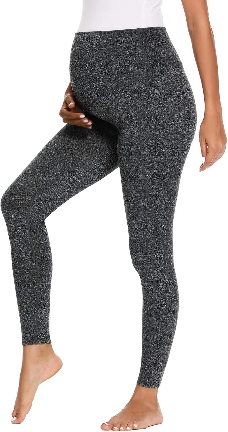 Glampunch Women's Maternity Yoga Pants Over The Belly Stretchy Lounge Active Workout Leggings with Pockets
