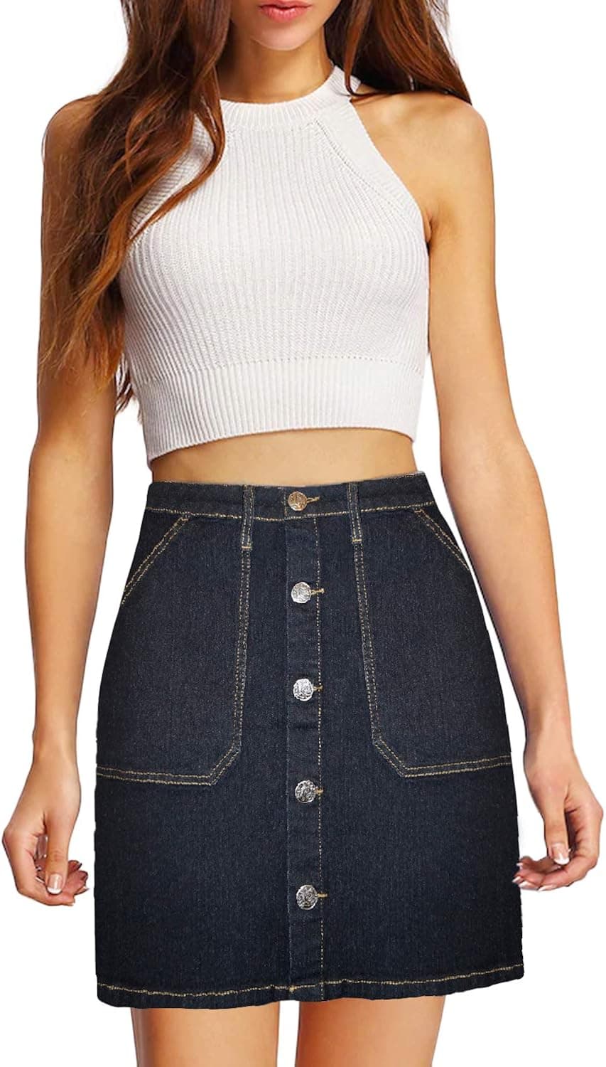 Lexi Womens Super Comfy Stretch Denim Skirt