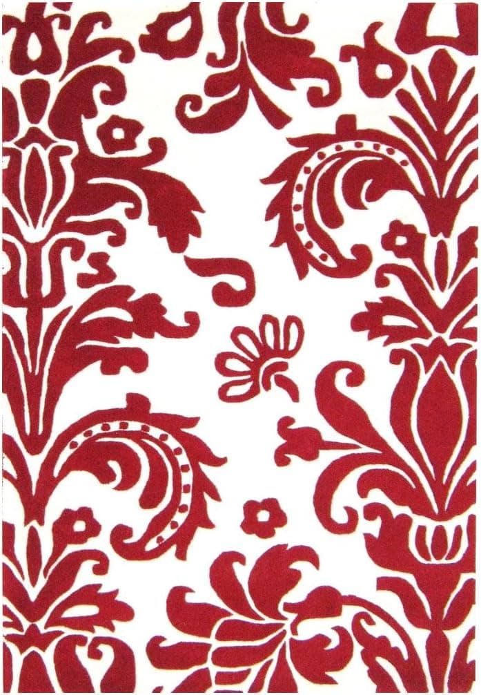 ZnZ Rugs Gallery, 2956a_5x8, Hand Made Off-White New Zealand Blend Wool Rug, 1, Red, 5x8'