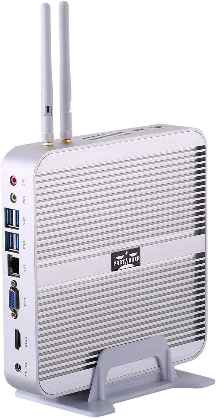 PARTAKER Fanless Mini PC Windows 10 Pro, Intel Core i5 4200U Mini Comptuers, 8GB Ram 240GB SSD, Mini PC i5 Support HDMI, VGA, 4USB 3.0, Aluminum Alloy Chassis