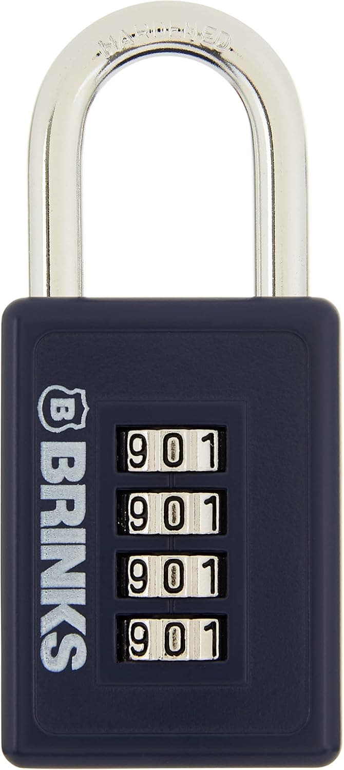 BRINKS - 40mm 4-Dial Resettable Sports Padlock - Zinc Die-Cast Body with Chrome Plated Shackle
