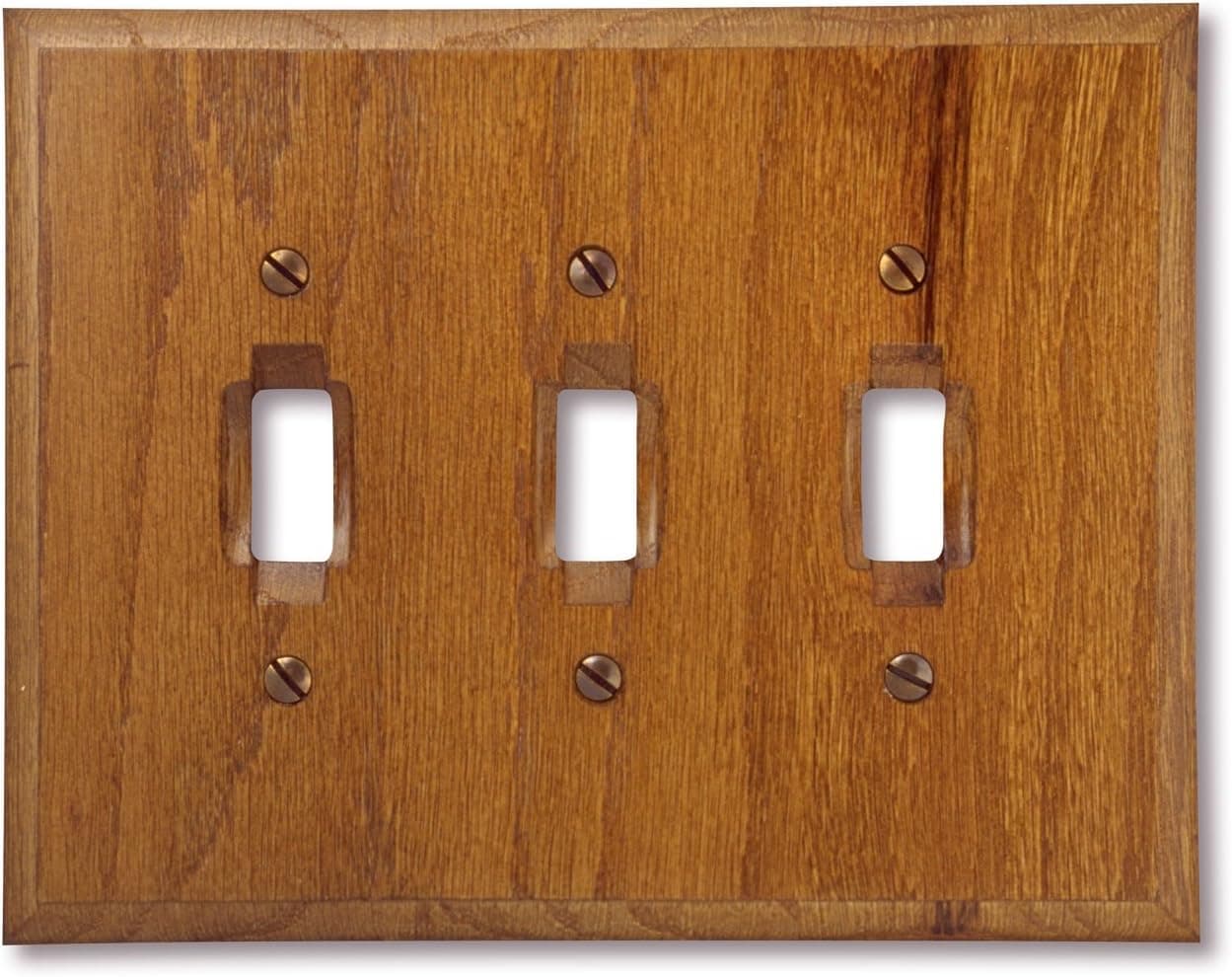 Amerelle 4008TTT Traditional Genuine Red Oak Triple Toggle Wallplate, Red Oak