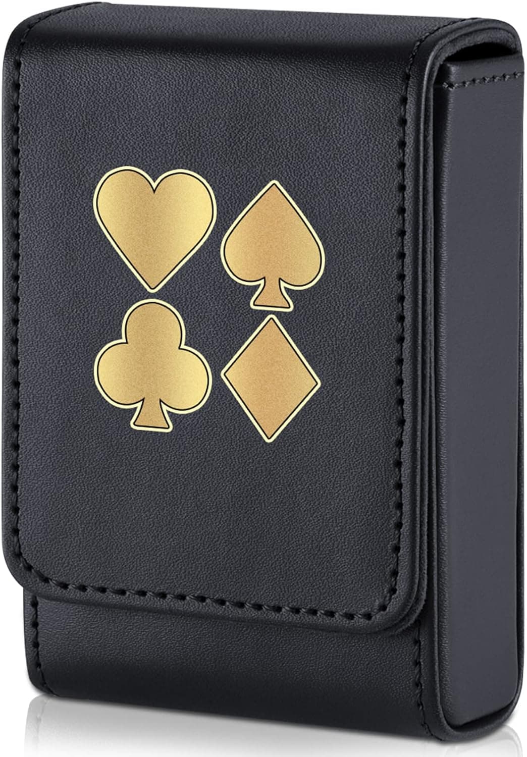 Single Deck Leather Playing Card Case Leather Playing Card Holder Poker Cards Case for Most Standard Size Playing Cards Party Games Supplies (Black)