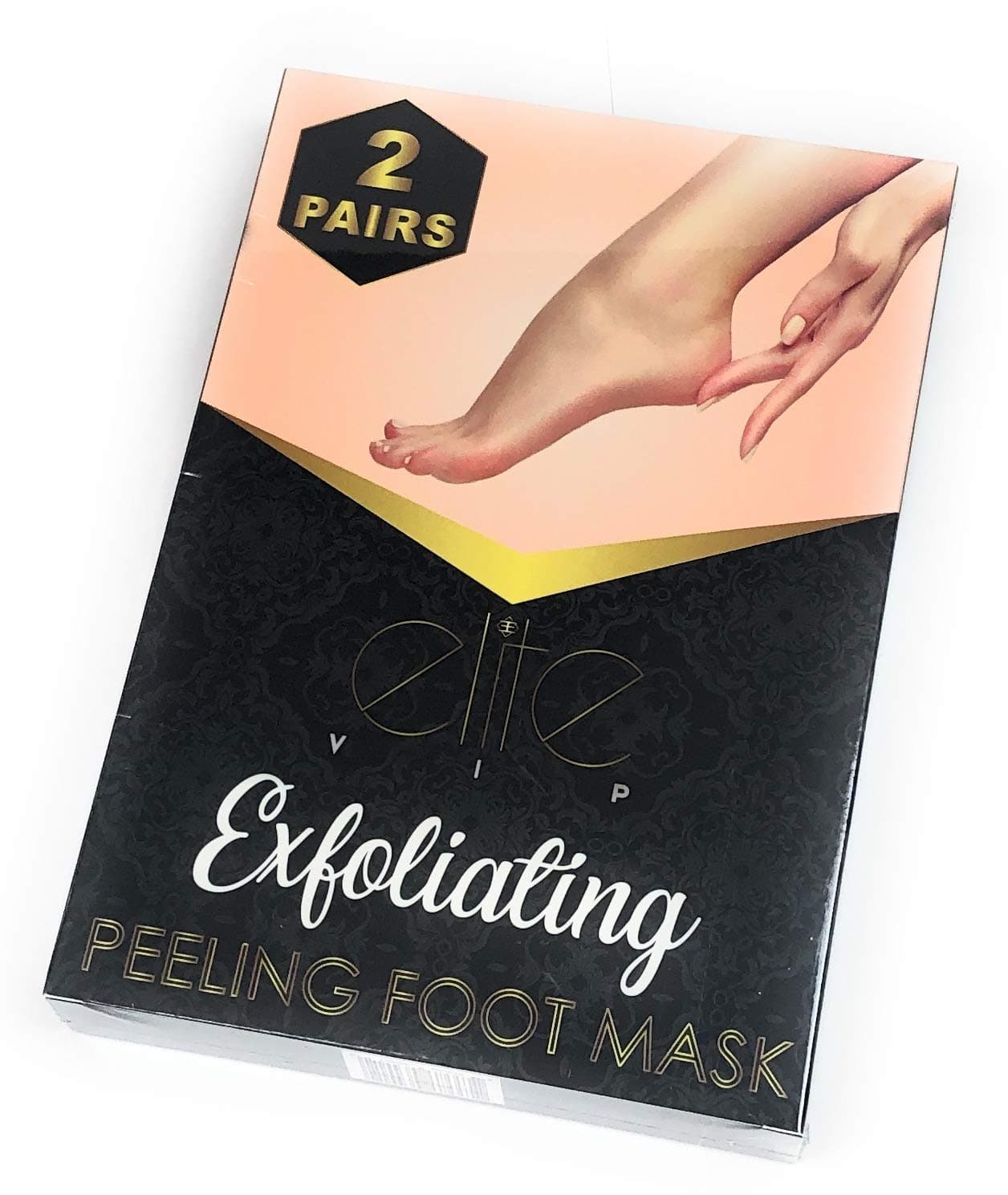 Elite VIP Exfoliating Peeling Foot Mask- 2 Pack- Get rid of cracked heels, calluses, dead & rough skin! At home pedicure for baby soft, silky smooth skin!
