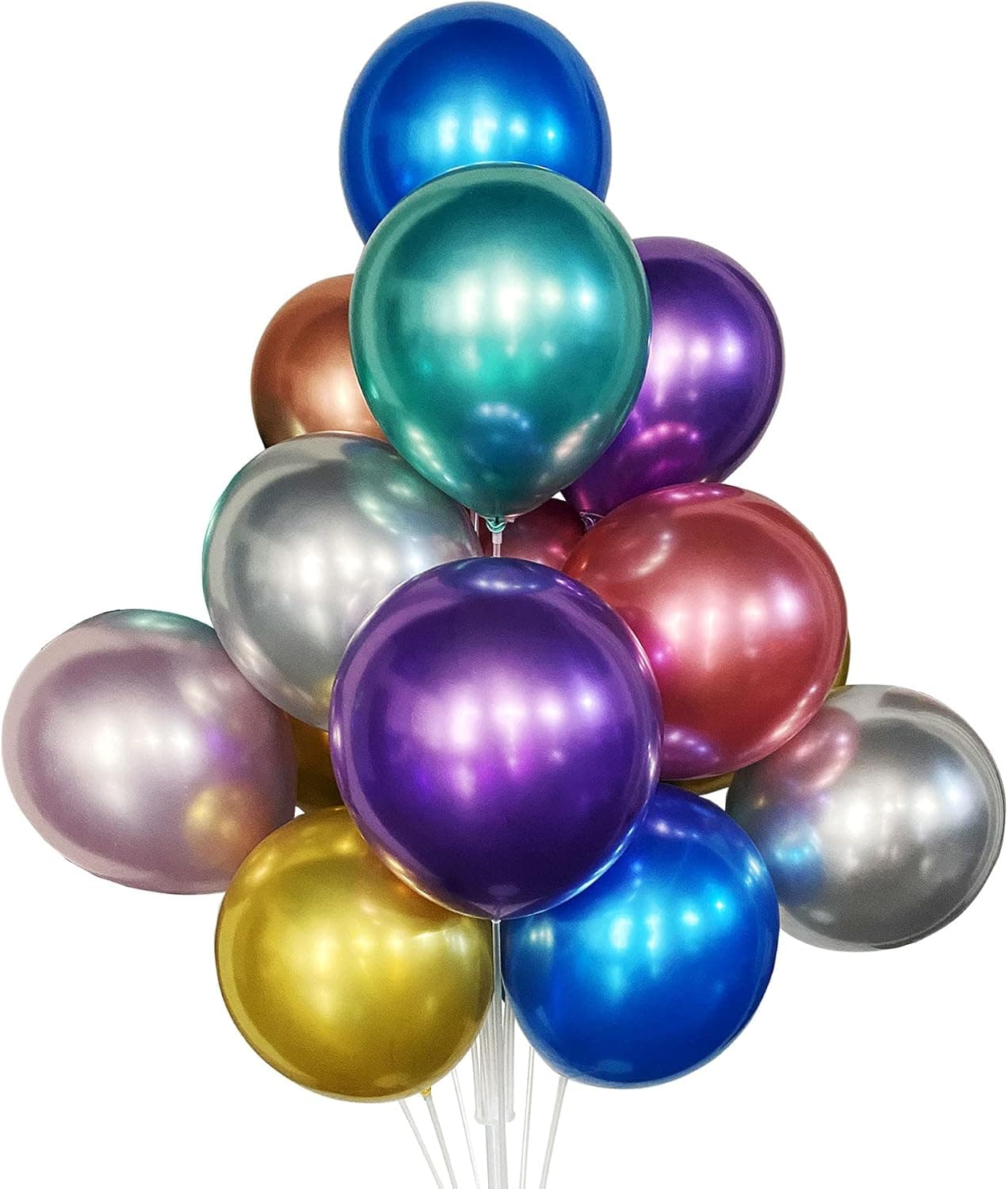 50 Pcs 12 Inch Party Balloons Assorted Color Metallic Latex Balloons Birthday Helium Balloons