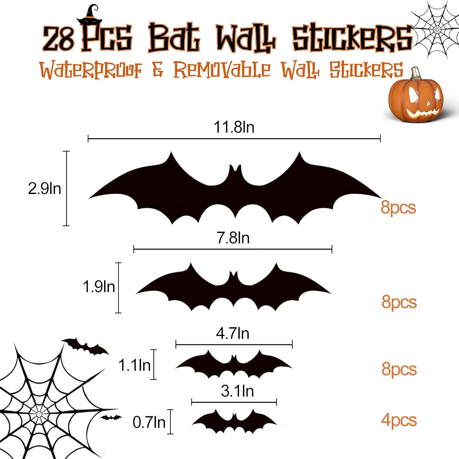 Halloween Boo Sign+3D Bat Decorations,31Pcs 3D Bats Sticker + LED Boo Sign for Halloween Indoor Outdoor Decoration Party Supplies