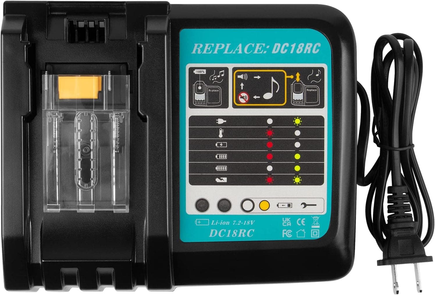 ARyee DC18RC Makita 18V Replacement Battery Charger for Makita 14.4V-18V LXT Lithium-Ion Battery BL1815 BL1830 BL1840 BL1850 BL1430 BL1440 BL1450 BL1860 Cordless Drill Tool Battery Charger