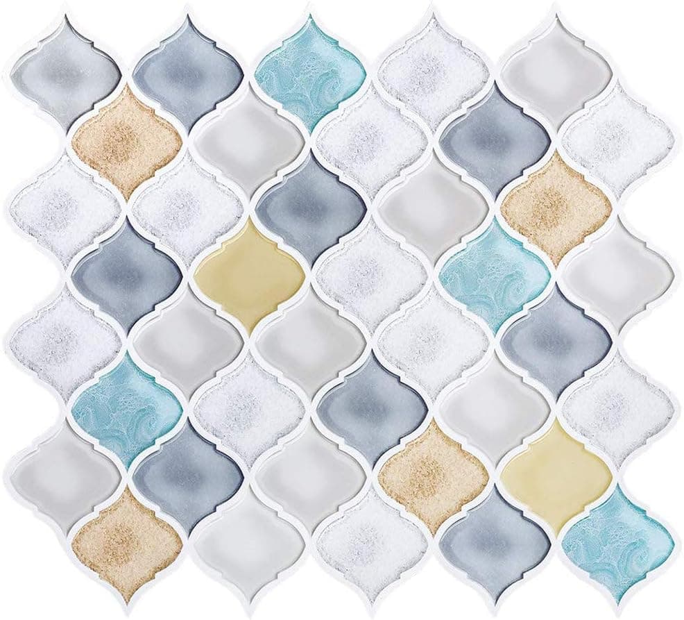 HUE DECORATION 3D Texture Peel and Stick Backsplash Tile for Kitchen Peel and Stick Tile Stickers Adhesive Stick on Backsplash Tiles for Kitchen Bathroom 11" x 10" (Pack of 4)