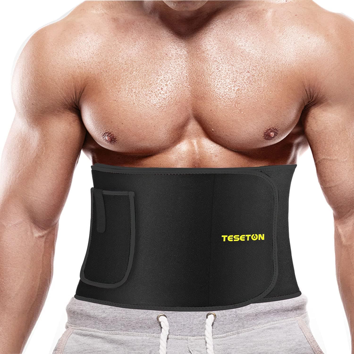 TESETON Waist Trimmer for Women Men-Sweat Band Waist Trainer for Women Lower Belly Fat, Easy to Clean