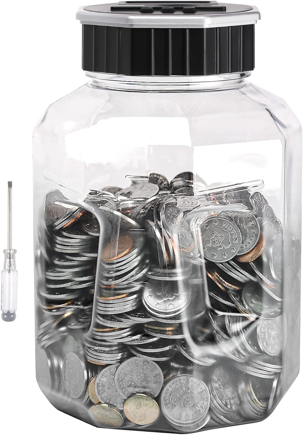 X-Large Piggy Bank for Adults Kids,Vcertcpl Digital Counting Coin Bank with 2.4L Capacity, Great Coin Counter Bank Money Counting Jar with Total Amount Displayed, Bank for All US Coins