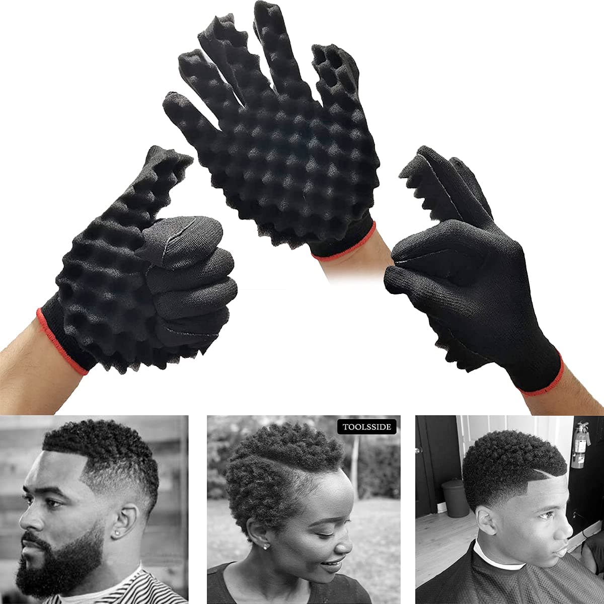 TOOLSSIDE Curling Sponge Glove for Hair - Curl Glove Sponge for Hair - Twist Brush Glove for Curly Hair Styling Care (Right hand)