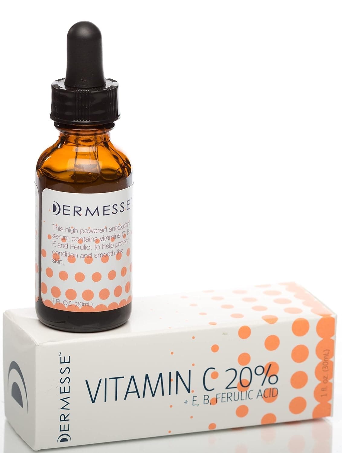 Dermesse Vitamin C 20% Serum (L-Ascorbic) with Vitamins E, B3, B5, Ferulic Acid, and Hyaluronic Acid