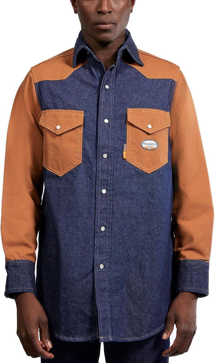 Rasco FR Duck Denim Two Tone Work Shirt (XLT)