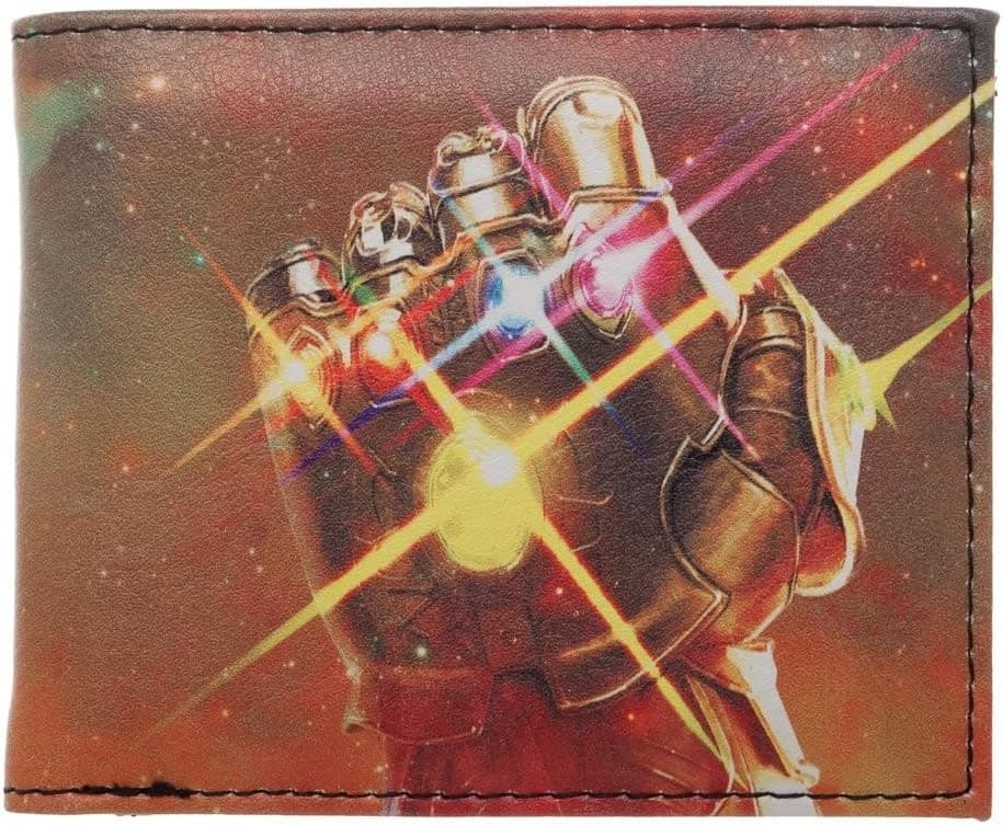 Thanos Gauntlet with Infinity Stones Nylon Printed Bi Fold Wallet, Space All Over Print, Avengers Infinity War Theme