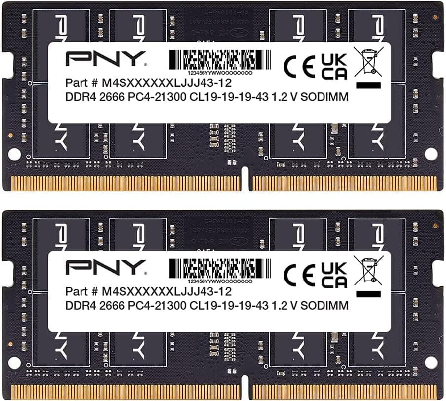 PNY Performance 16GB (2x8GB) DDR4 DRAM 2666MHz (PC4-21300) CL19 (Compatible with 2400MHz or 2133MHz) 1.2V Dual Channel Notebook/Laptop (SODIMM) Computer Memory Kit – MN16GK2D42666