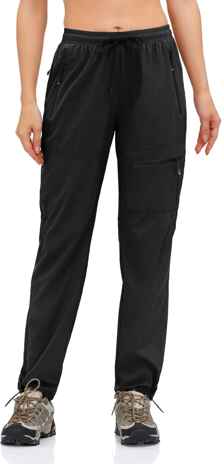 Modalf Women's Hiking Shorts Cargo Capri Hiking Pants Lightweight UPF 50+ Athletic Workout Outdoor Joggers Zipper Pocket