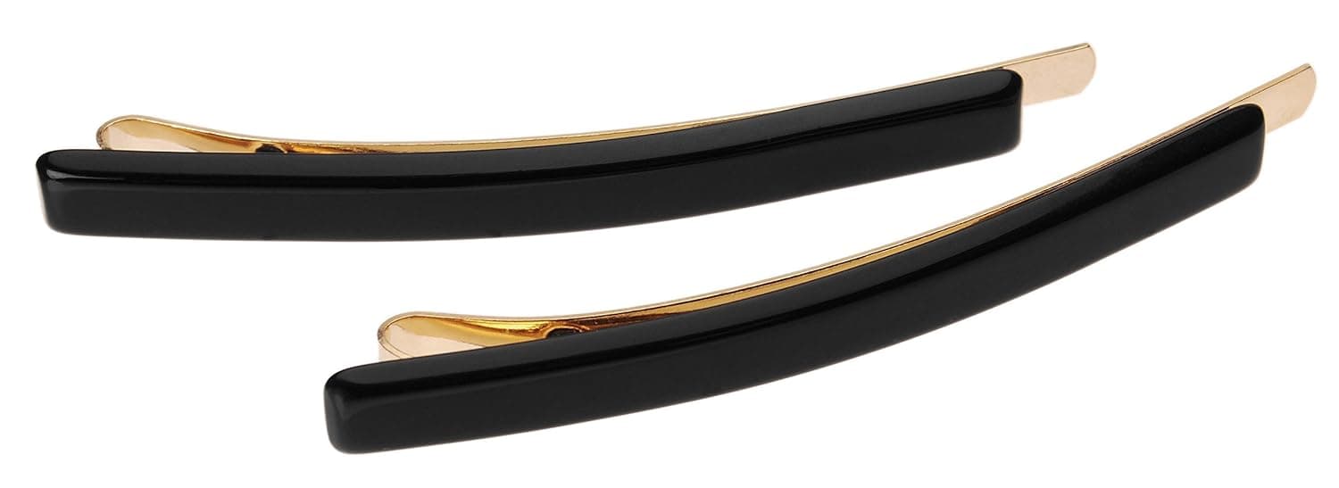 France Luxe Bobby Pin Pair on Gold Wire - Black
