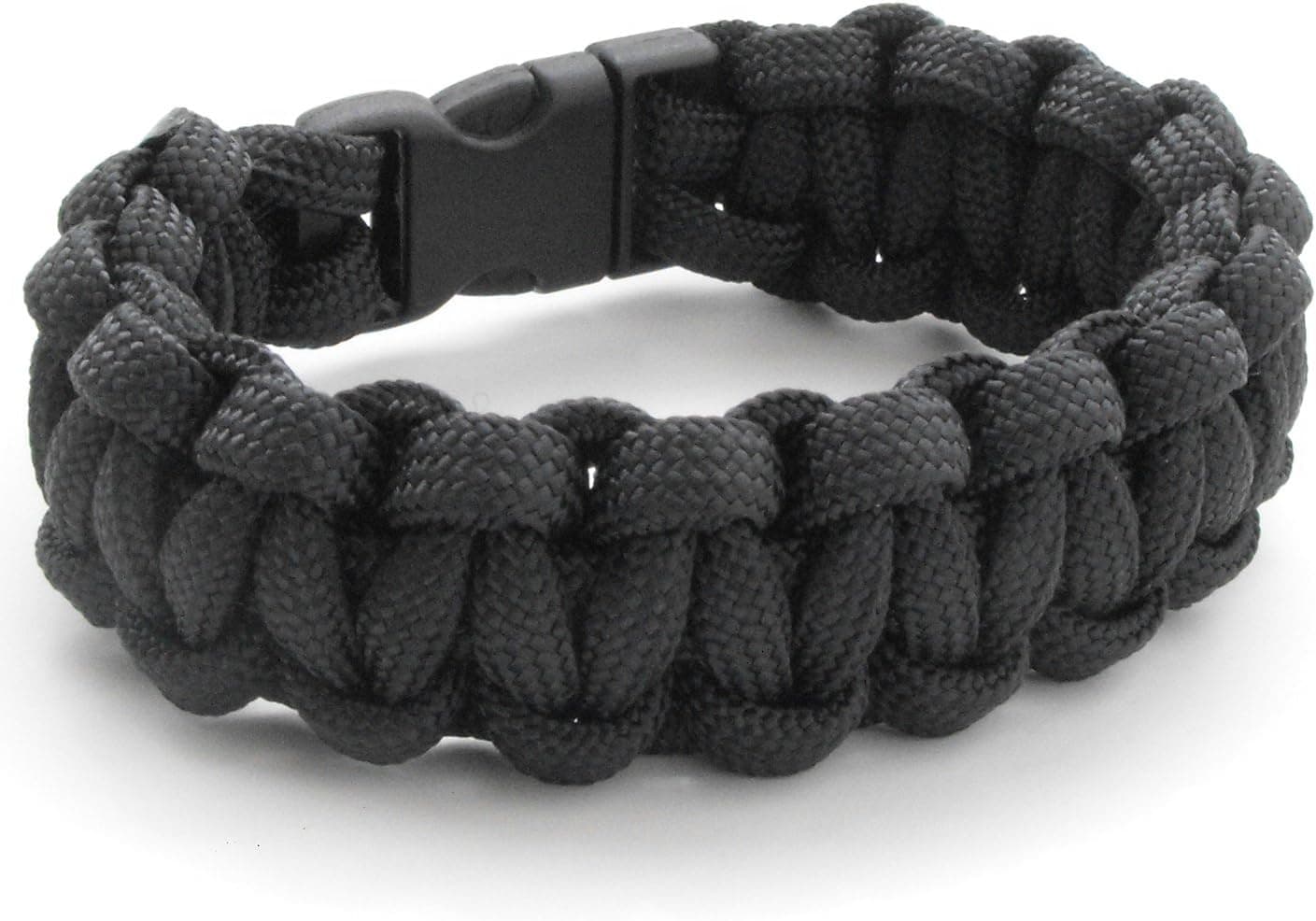 Children's / Youth 550lb Paracord Bracelet with Breakaway Plastic Buckle-19 Colors (Black, 5.0" Measured Wrist Circumference)