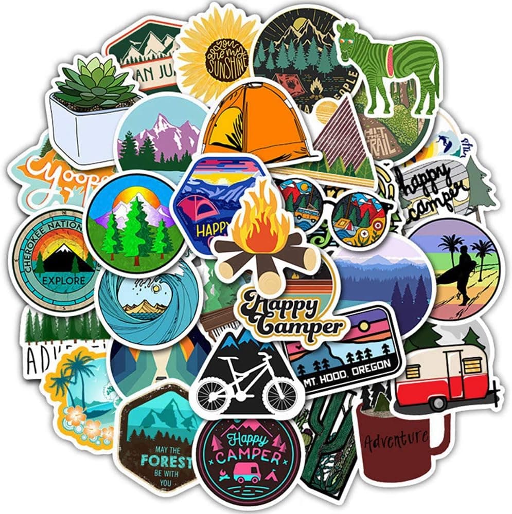 Laptop Stickers Pack Outdoor Style DIY Stickers VSCO 50PCS Water Bottles Stickers Cute,Waterproof,Aesthetic,Trendy Stickers for Teens,Girls Perfect for Waterbottle,Laptop,Phone,Travel Case, Wall DIY