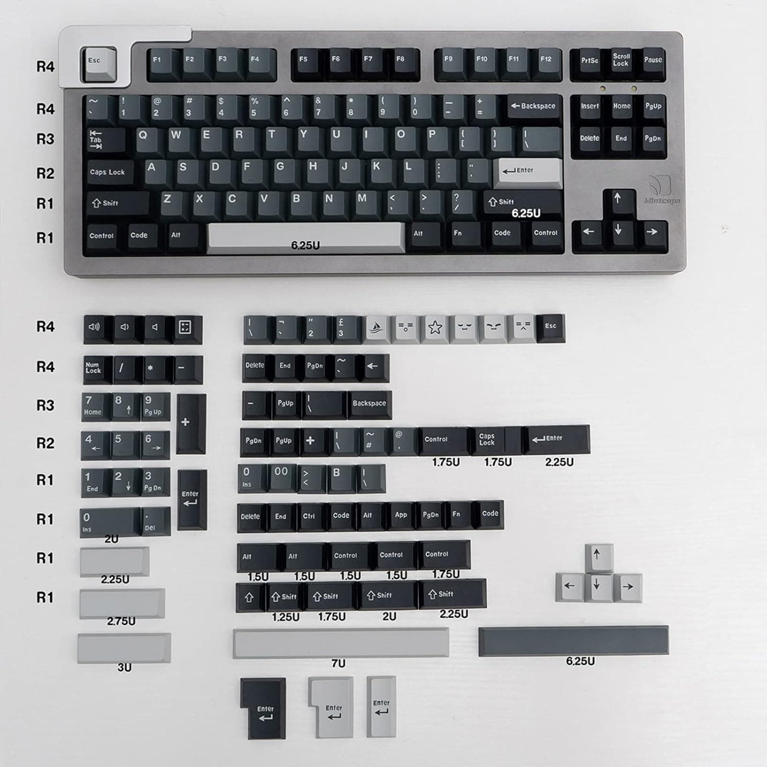 Sumgsn 172 Keys Double Shot Apollo Keycaps Cherry Profile for 61/64/87/104/108 Cherry Mx Switches ISO/ANSI Layout Mechanical Keyboard