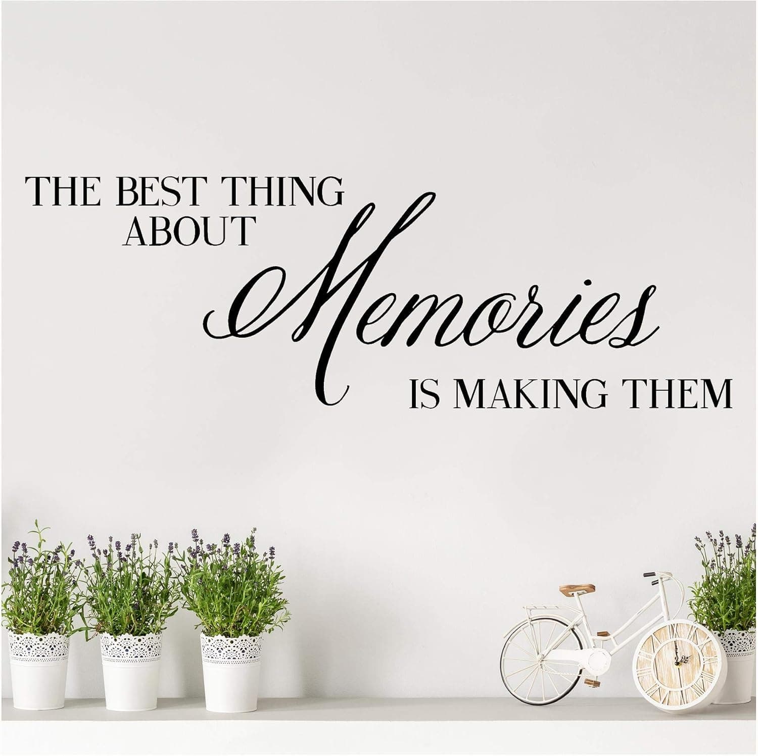The Best Thing About Memories is Making Them Vinyl Lettering Wall Decal (Black, 10"H x 32"L)