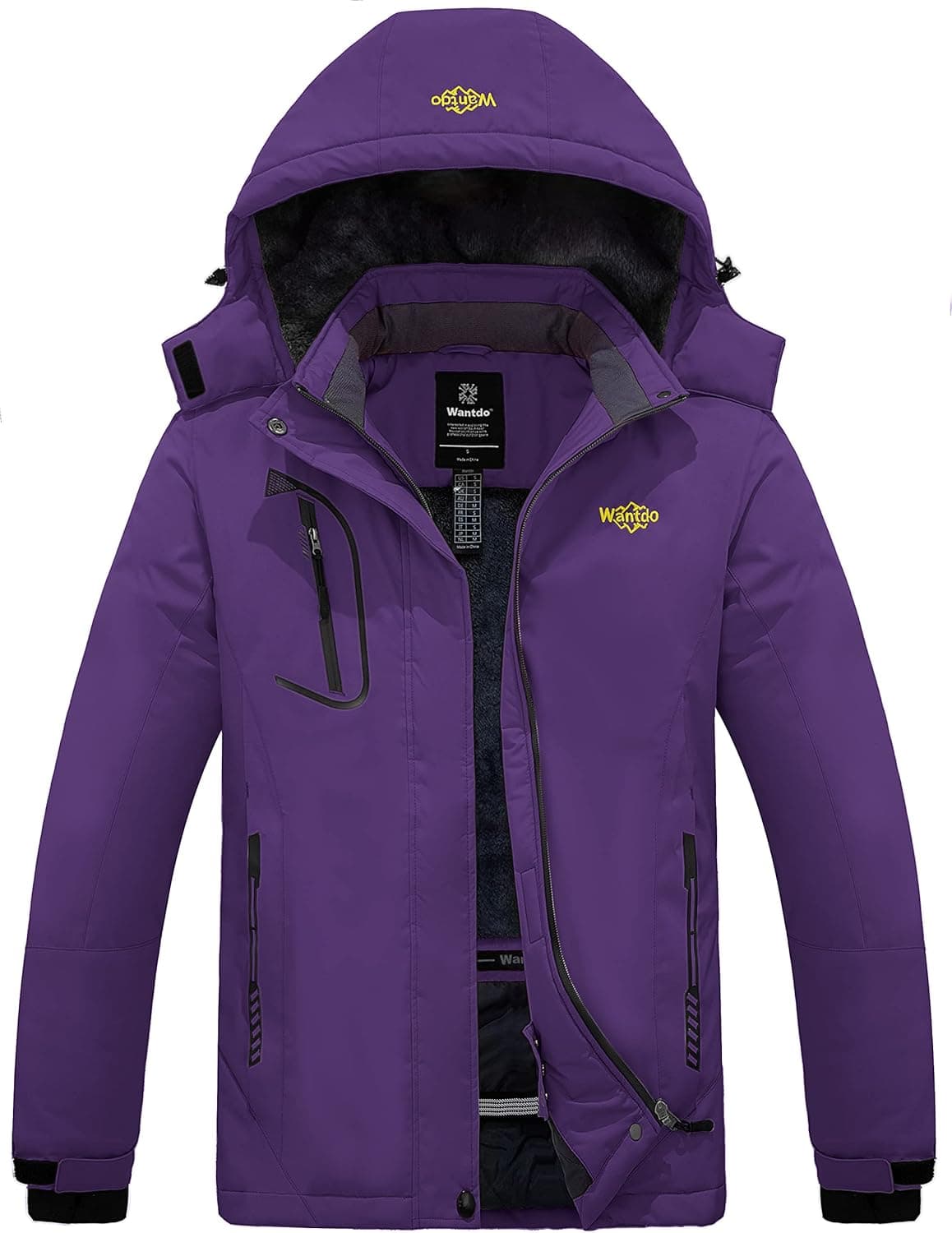 Wantdo Women's Mountain Waterproof Ski Jacket Windproof Rain Jacket Winter Warm Hooded Coat