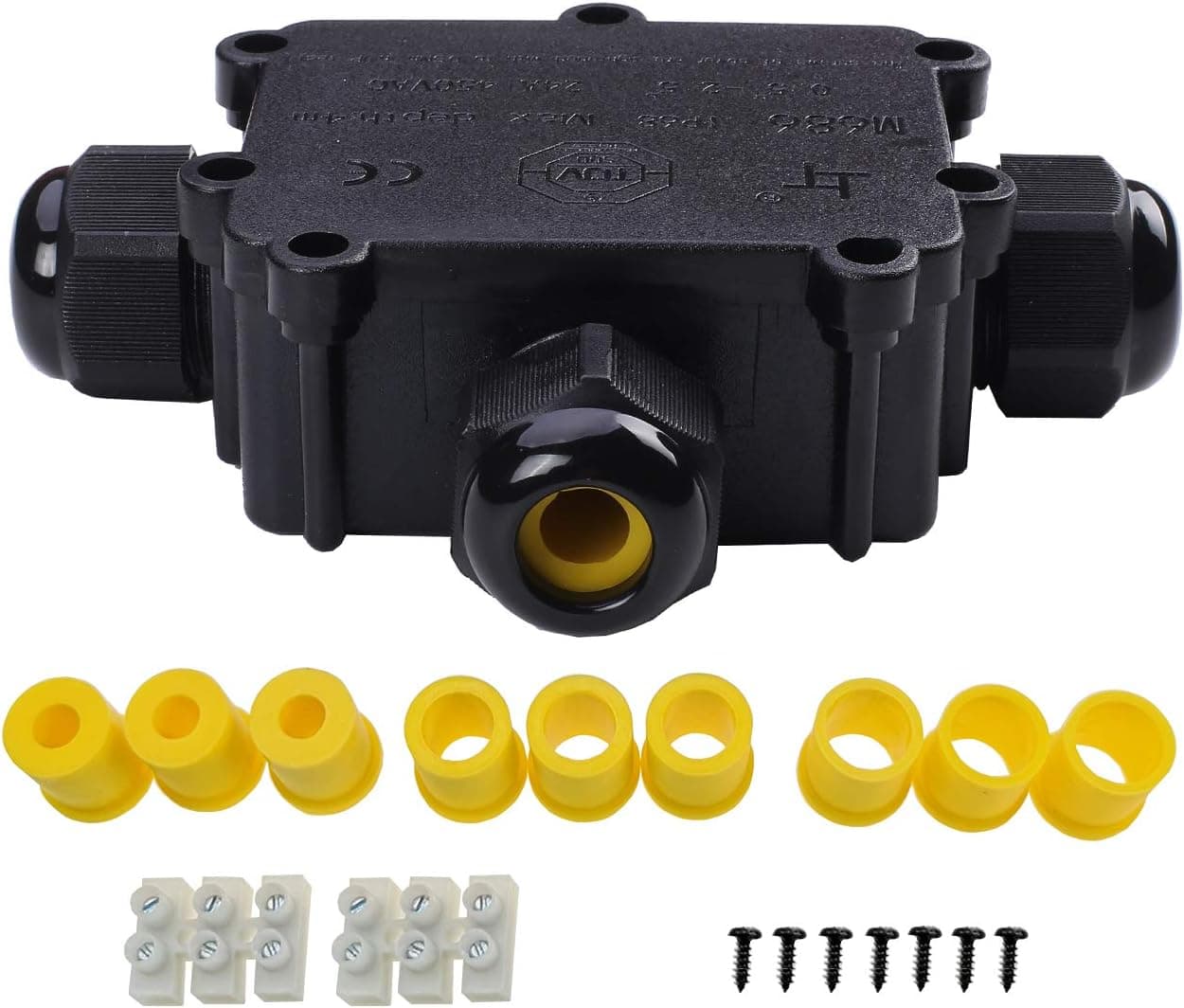 Ogrmar 3 Way Outdoor Waterproof Junction Box IP68 External Underground Electrical Cable Line Power Cord Connector Protection Junction Boxes (M686-T)