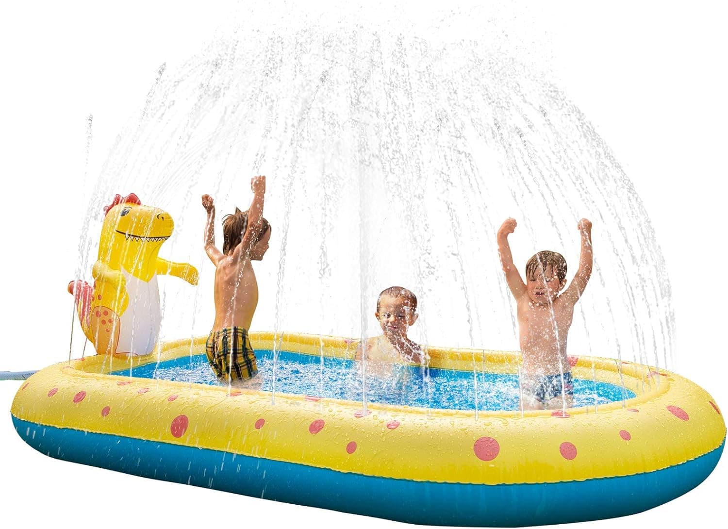 Inflatable Sprinkler Swimming Pool for Kids, Toddler Splash Pad Water Play Toy, Portable Cute Dinosaur Blow Up Kiddie Pool Mat for Babies, Dog, Family, Backyard, Garden, Summer Gift