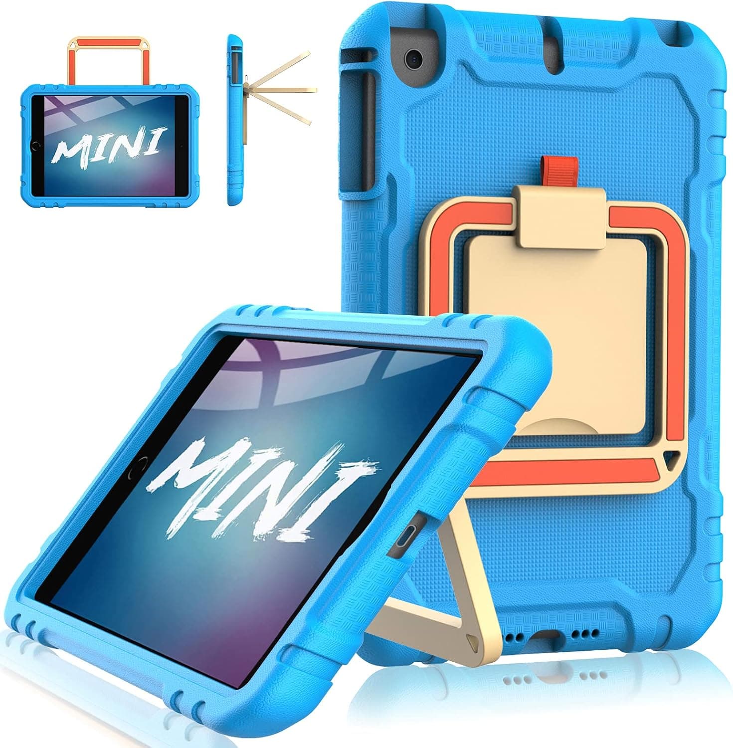 LTROP iPad Mini Case, iPad Mini 5 Case, iPad Mini 4 Case, iPad Mini 3 Case, iPad Mini 2 Case, iPad Mini Case for Kids 7.9 Inch [360 Rotating Stand] Cover for iPad Mini 5th/4th/3rd/2nd Generation, Blue