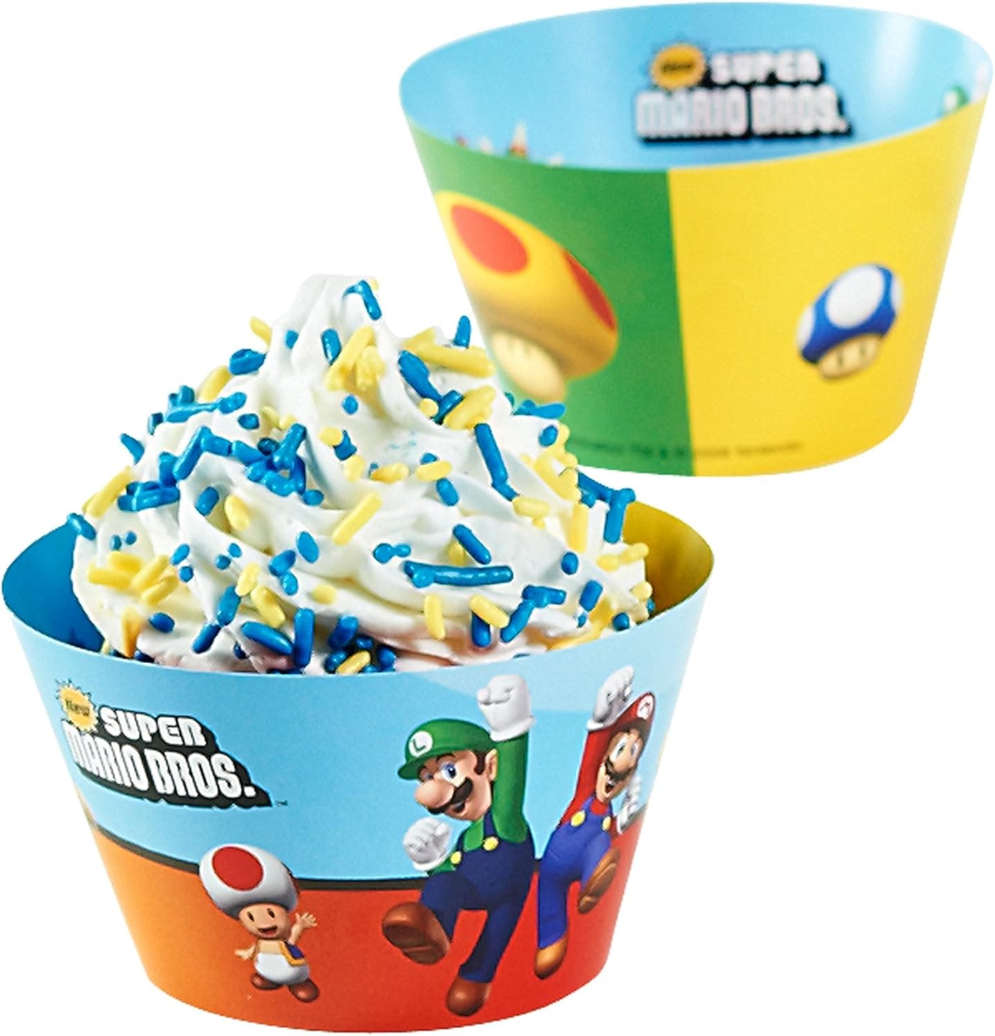 Super Mario Bros Party Supplies - Reversible Cupcake Wrappers