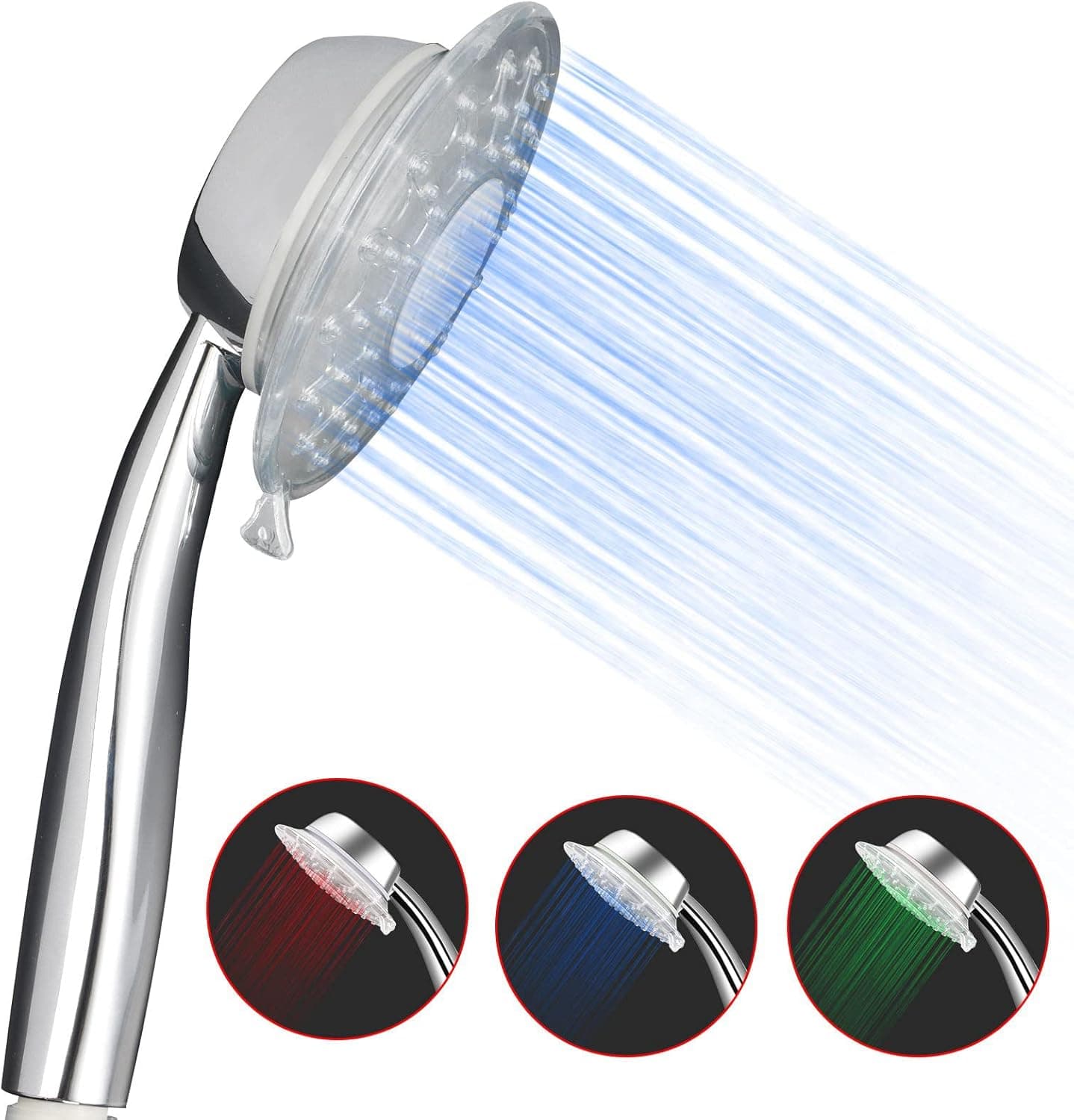 LED Shower Head, QIRUIMY Handheld Shower Head with Temperature Range Detected, 4.4" Light up Shower Sprayer with 3 Color Changing, Gifts for Children Teenage Senior