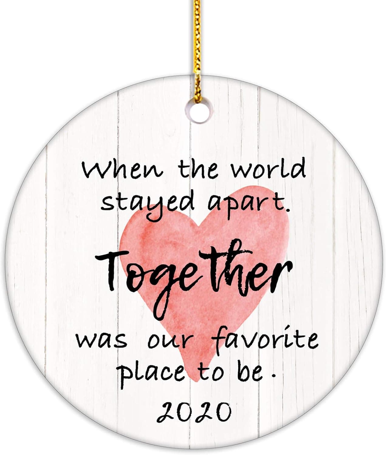 VILIGHT Quarantine Christmas Ornament 2021 - Together Gift for Family and Couples - When The World Stayed Apart Xmas Decoration with Tag - 2.75 Inch