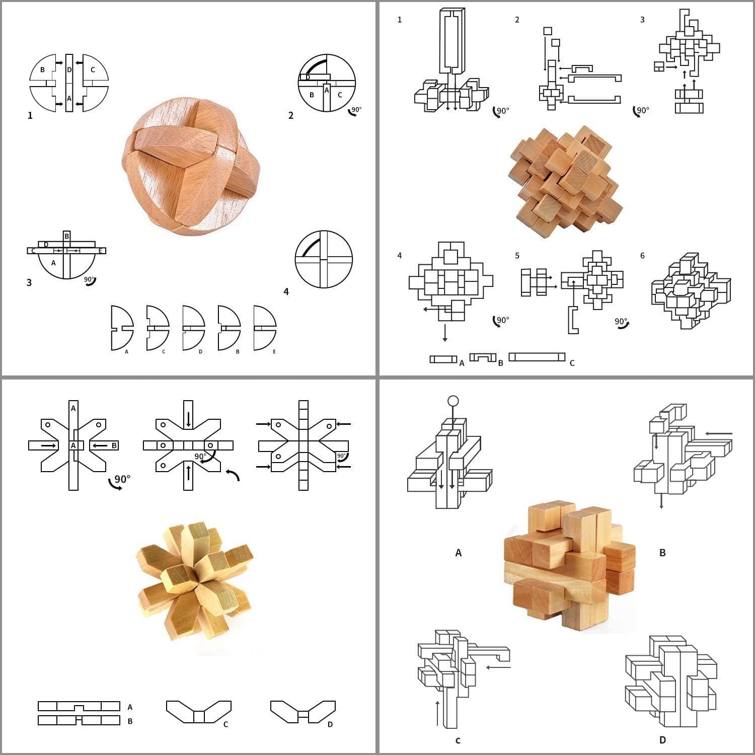 ULT-unite3D Wooden Cube Brain Teaser Puzzle