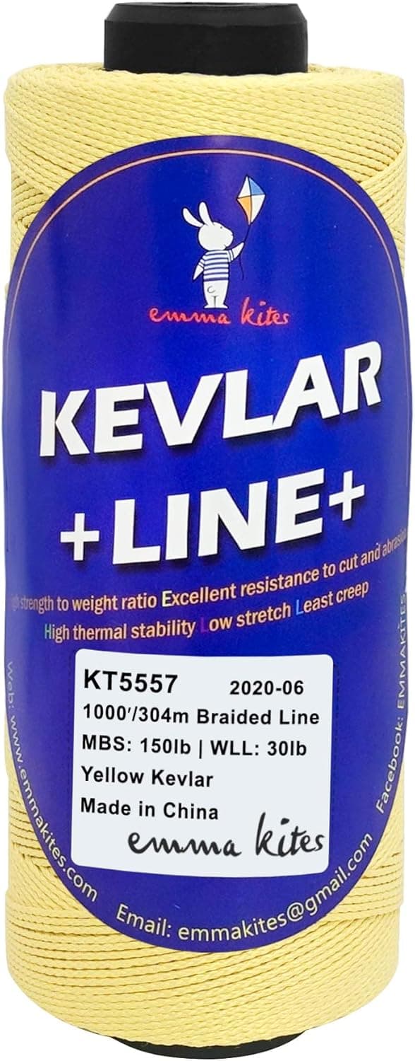 emma kites Kevlar Kite Line 1000Ft 150Lb Braided Kite String Abrasion Resistant Low Stretch Utility Cord for Outdoor Tactical Survival Hiking Camping
