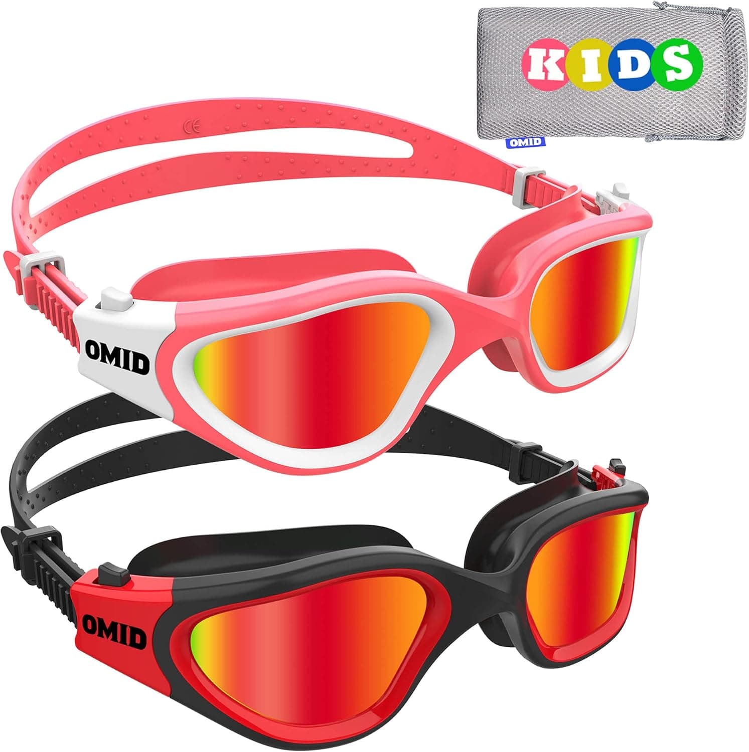 OMID Kids Swim Goggles, P2 Mini 2 Packs Comfortable Polarized Swimming Goggles Age 6-14