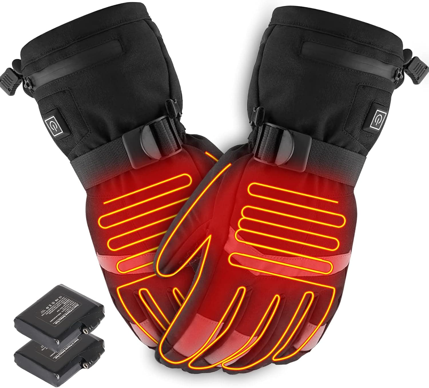 Wodesid Heated Gloves Men with Battery 7.4V 4000mAh Rechargeable, Ski Motorcycle Electric Gloves Touchscreen Waterproof Warmth Winter - 3 Zons Heating,Fingertips