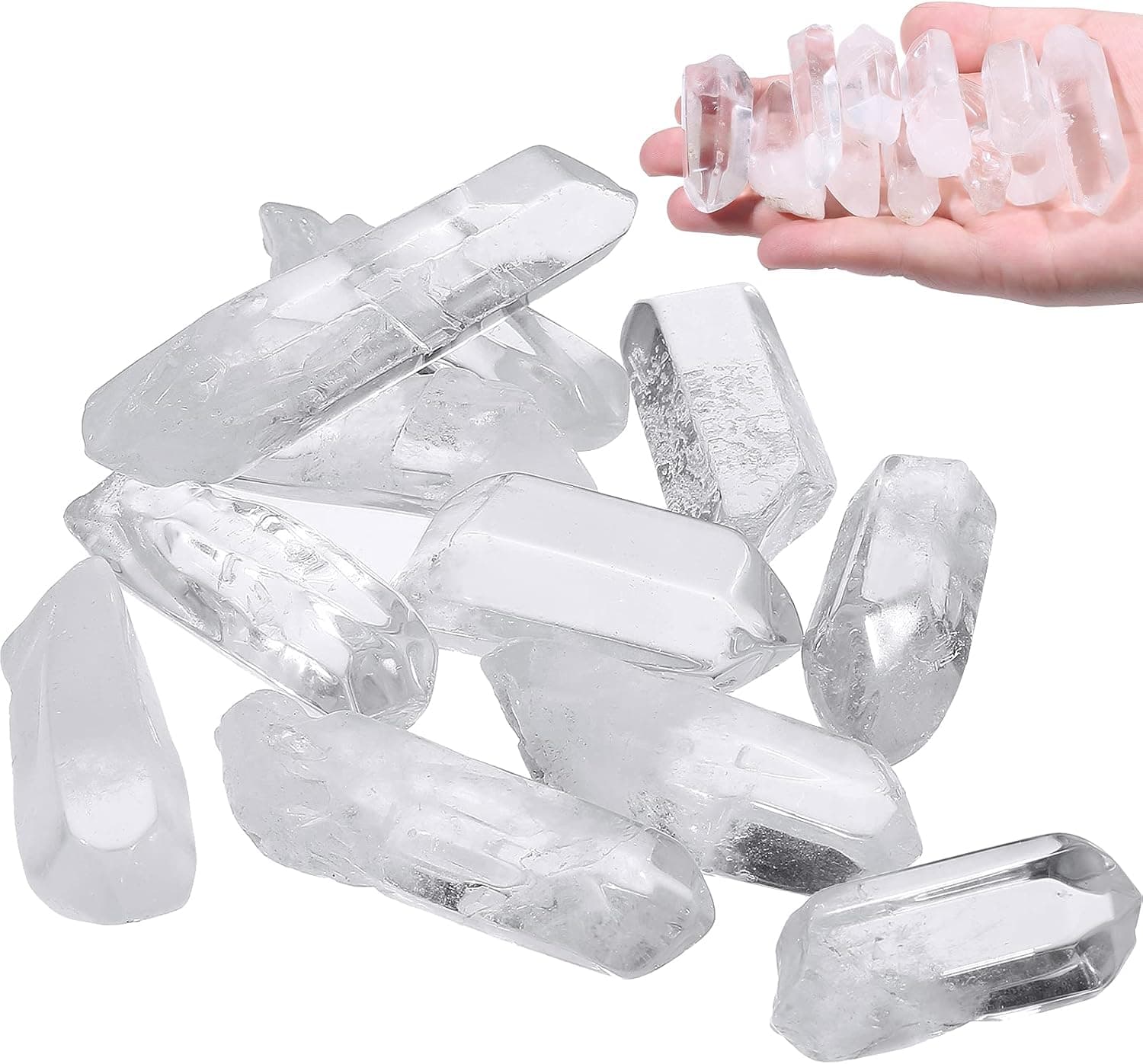 0.66lb 1.18-1.97 Inch Quartz Crystal Points, Irregular Shape Rough Clear Quartz Points, Bulk High Energy Raw for Decor Reiki Crystal Healing, Information Card Included (Family Owned and Operated)