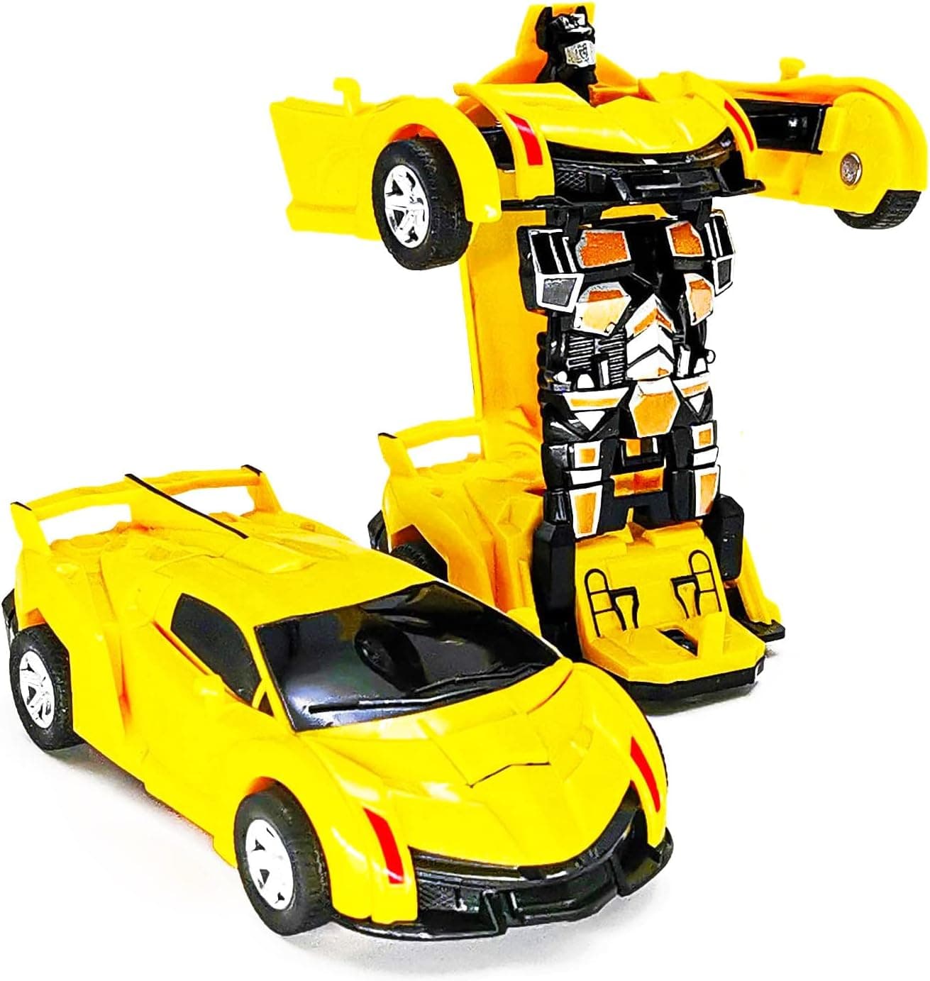 FQDVM Transforming Toy Cars - Robot Car Toy 2 in 1 Deformation Car- Inertia Toy Car Gift for Boys Girls Age 3+(Yellow)