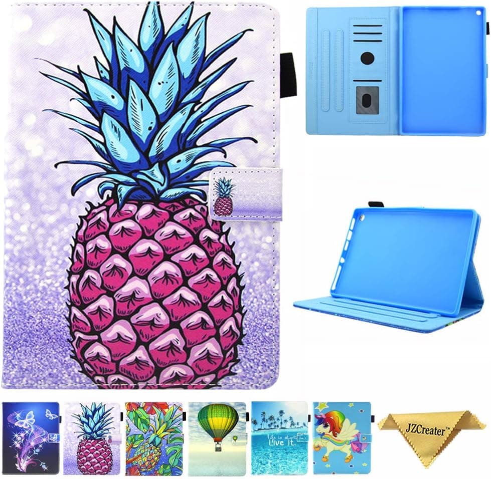 JZCreater Kindle fire HD 10 Case Old Model 2019, Compatible with 10.1" Amazon Fire HD 10 Tablet (9th/7th/5th Generation, 2019/2017/2015 Release), Purple Pineapple