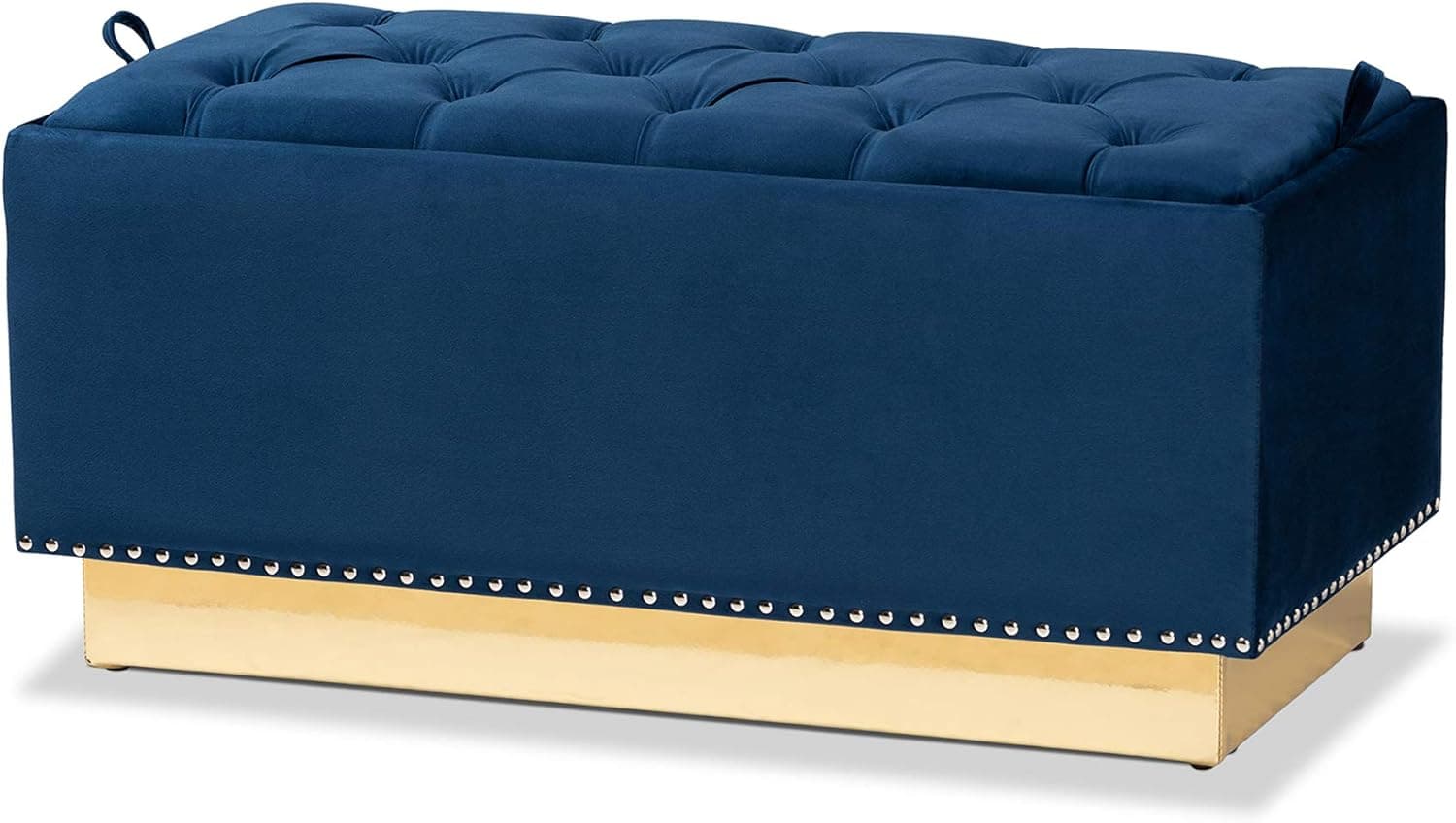 Baxton Studio Powell Ottomans, Navy Blue/Gold