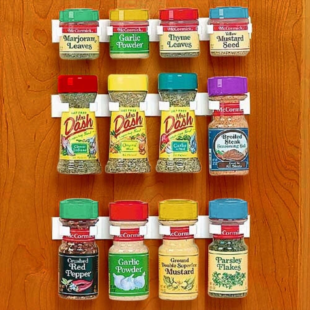 YOFIT Spice Gripper Clip Strips for Plastic Jars - Set of 3, Holds 12 Jars