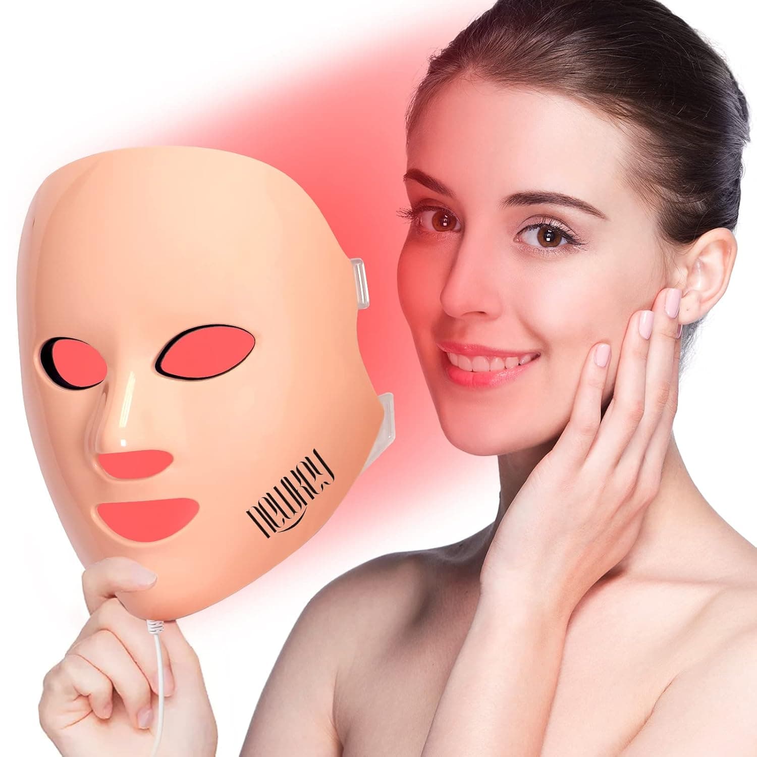 Red Light Therapy Mask for Face Wrinkles, NEWKEY LED Face Mask Light Therapy ,7 Colors Photon Red Blue Light Therapy Mask for Face, Korea PDT Technology for Anti-Wrinkles I Acne I Pigmentation I Anti-Aging