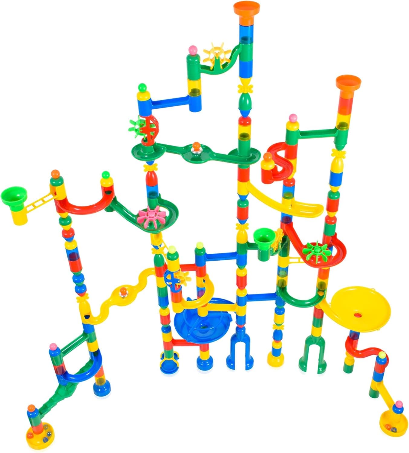 Giant Marble Run Toy Track Super Set Game I MagicJourney 230 Piece Marble Maze Building Sets w/ 200 Colorful Marble Tracks, 30 Marbles & 4 Challenge Levels for STEM Learning, Endless Educational Fun