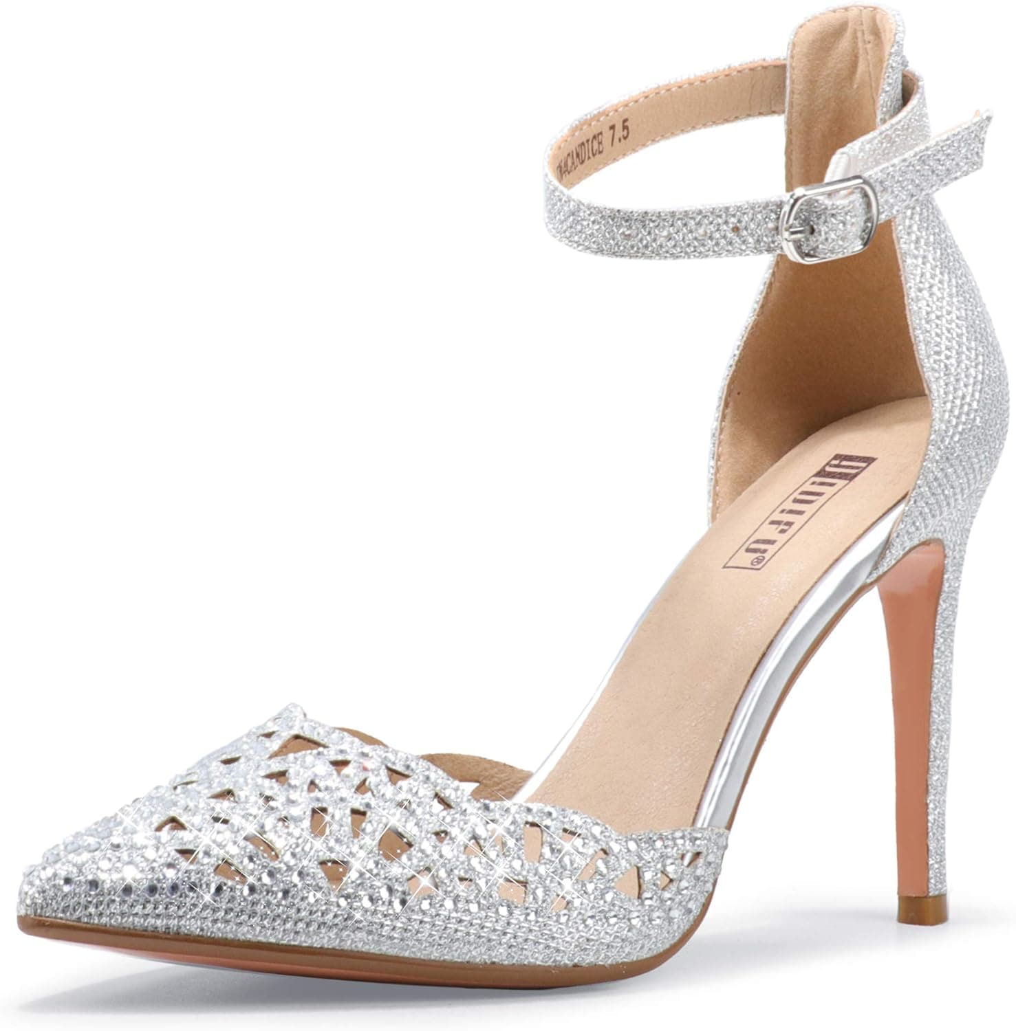 IDIFU Women Pumps IN4 Candice Bride Shoes Stiletto Heels Closed Toe Bling Glitter Dress Pumps Shoes for Wedding Evening Party